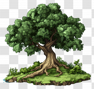Dense Trees - Cartoon Tree Artwork With Lush Leaves Transparent PNG