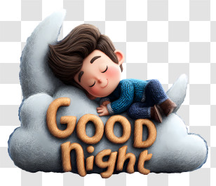 Cute Good Night - Good Night Cloud With Sleeping Boy Transparent PNG