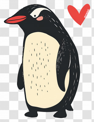 Cartoon Penguin - Cute Penguin With Heart Transparent PNG