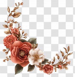 Wedding Flowers - Elegant Floral Frame Design Transparent PNG