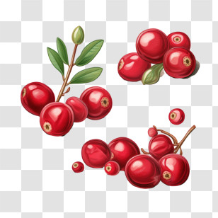 Cranberries - Cranberries Illustration With Leaves Transparent PNG