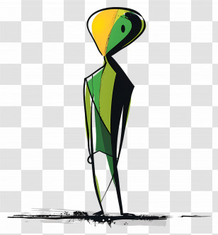 Cartoon People - Abstract Green Figure Transparent PNG