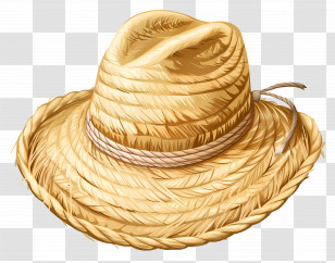 Straw Hat - Natural Woven Straw Hat For Summer Transparent PNG