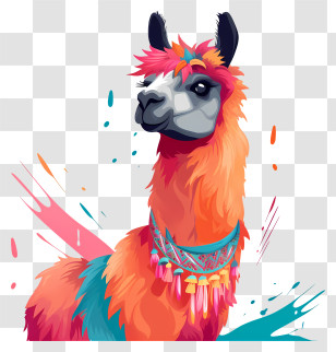 Llama Vector Image - Colorful Decorative Llama Illustration Transparent PNG