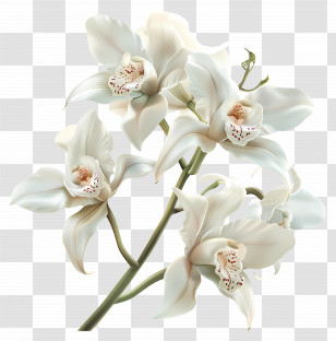 Vanilla Orchid Flowers - Elegant White Orchids In Bloom Transparent PNG