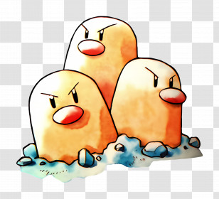 Dugtrio - Three Moles Cartoon Character Transparent PNG