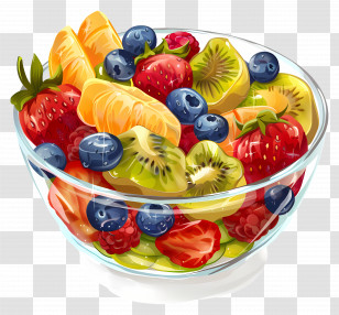 Fruit Salad - Vibrant Bowl Of Fresh Fruits Illustration Transparent PNG