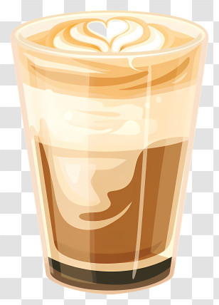Flat White Coffee Drink - Latte In Transparent Glass Illustration Transparent PNG