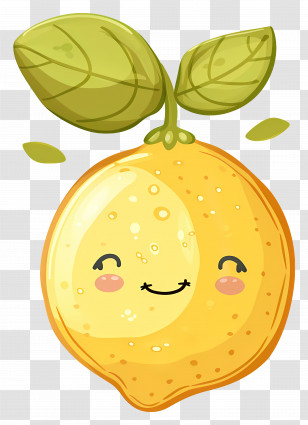 Lemon Kawaii - Cute Smiling Lemon Cartoon Transparent PNG
