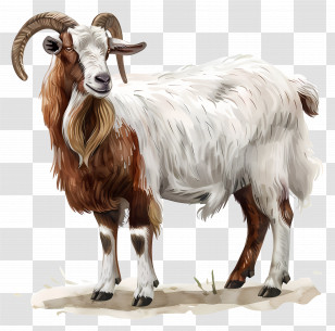 Boer Goat - Realistic Goat Portrait Illustration Transparent PNG