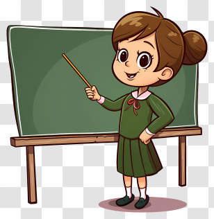 Cartoon Teacher - Teacher At Chalkboard Transparent PNG