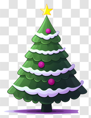 Christmas Tree - Decorated Christmas Tree With Star Topper Transparent PNG