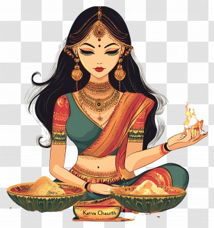 Karva Chauth - Karva Chauth Woman In Traditional Attire Transparent PNG