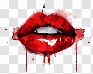 Kiss Stain - Artistic Red Lips With Dripping Paint Effect Transparent PNG