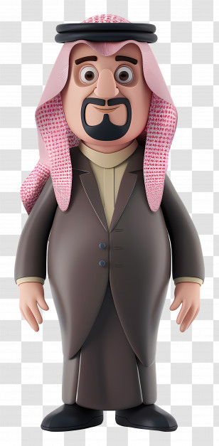 Saudi Arabic Businessman - Middle Eastern Man Figurine In Traditional Attire Transparent PNG