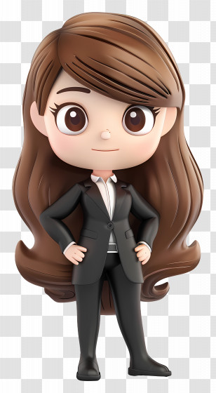 Girl Chibi - Businesswoman Cartoon Character In A Suit Transparent PNG