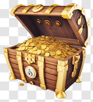 Wood Chest - Treasure Chest Filled With Gold Coins Transparent PNG