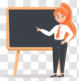Cartoon Teacher - School Teacher Pointing At Chalkboard Illustration Transparent PNG