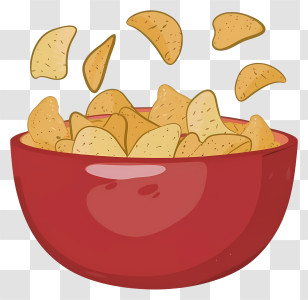 Cartoon - Bowl Of Crispy Chips Transparent PNG