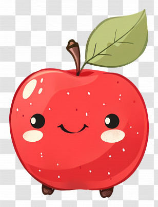 Cute Apple Illustration - Cute Apple Illustration With Happy Face Transparent PNG