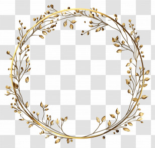 Line Gold Frame - Elegant Golden Decorative Wreath Transparent PNG