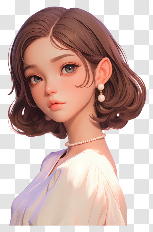 Girl Looking Back - Elegant Woman With Pearl Earrings Transparent PNG
