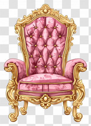 Royal Chair - Ornate Pink Royal Chair Transparent PNG