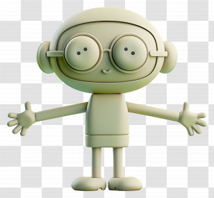 Vitruvian Man - Friendly Green Robot Transparent PNG
