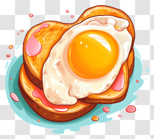 Toast - Fried Egg On Toast Illustration Transparent PNG