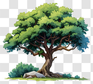 Pastel Big Tree - Green Tree In Nature Illustration Transparent PNG