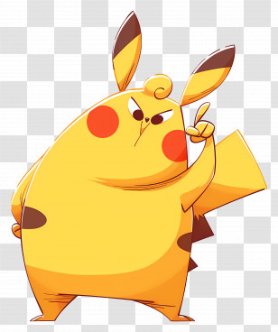 Pikachu - Yellow Cartoon Character With Ears And Cheeks Transparent PNG