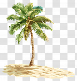 Palm Tree On Sand - Palm Tree On Sandy Beach Illustration Transparent PNG