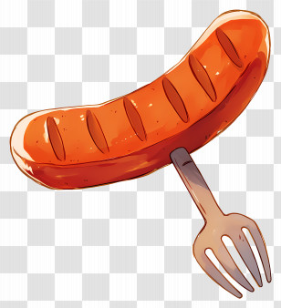 Grilled Sausage - Grilled Sausage On Fork Illustration Transparent PNG