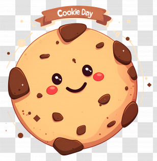 National Cookie Day - Happy Cartoon Chocolate Chip Cookie Illustration Transparent PNG