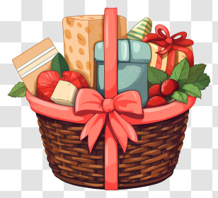 Gift Basket - Gift Basket Loaded With Delicious Treats Transparent PNG