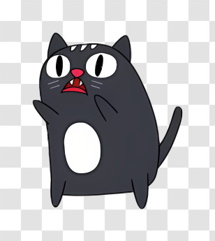 Black Cat - Dark Cartoon Cat With Surprised Expression Transparent PNG