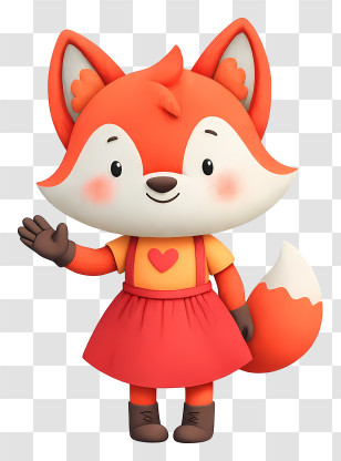 Cute Cartoon Fox - Adorable Red Fox Character Waving Transparent PNG