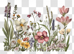 Flower Banner - Beautiful Wildflowers In Bloom Transparent PNG