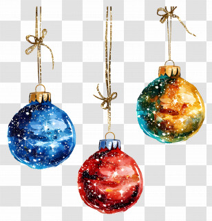 Glitter Ball Ornaments - Colorful Hanging Christmas Ornaments Transparent PNG