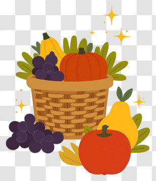 Harvest Basket Arrangement - Autumn Harvest Fruit Basket Transparent PNG
