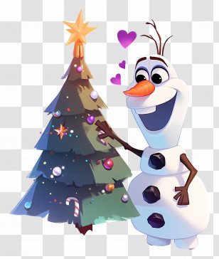 Frozen Olaf - Animated Snowman Decorates Christmas Tree Transparent PNG