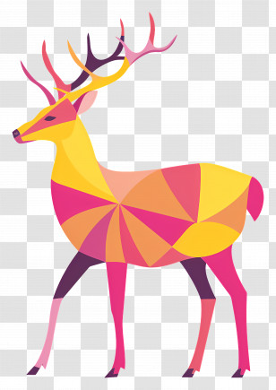 Deer - Colorful Geometric Deer Transparent PNG