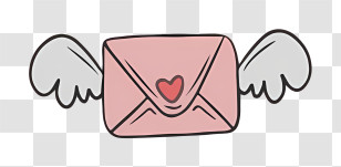 Mail - Winged Love Letter With Heart Stamp Transparent PNG