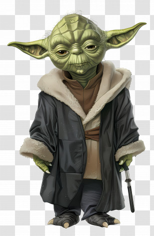 Yoda - Green Alien Character In Fantasy Robe Transparent PNG