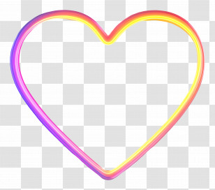 Neon Heart - Hollow Neon Heart Decoration Transparent PNG