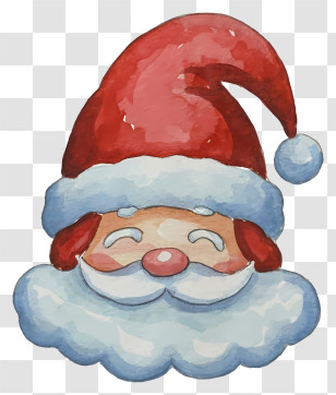 Cartoon - Santa Claus Face With Red Hat Illustration Transparent PNG