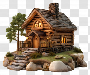 Log Cabin - Rustic Log Cabin In Nature Transparent PNG