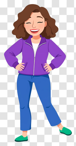 Woman Laughing - Happy Person In Purple Jacket Transparent PNG