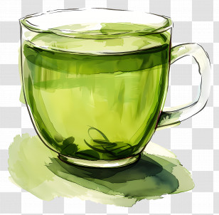 Green Tea - Glass Cup Of Steaming Green Tea Transparent PNG