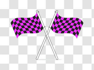 Crossed Flags - Purple Checkered Racing Flags Transparent PNG